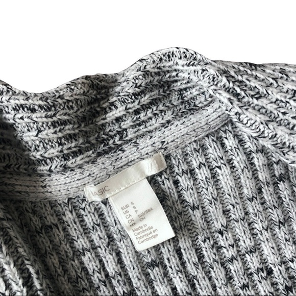 H&M‎ Ribbed Knit Marled Shawl Collar Open Front Cardigan Sweater Heather Grey S - Picture 4 of 5